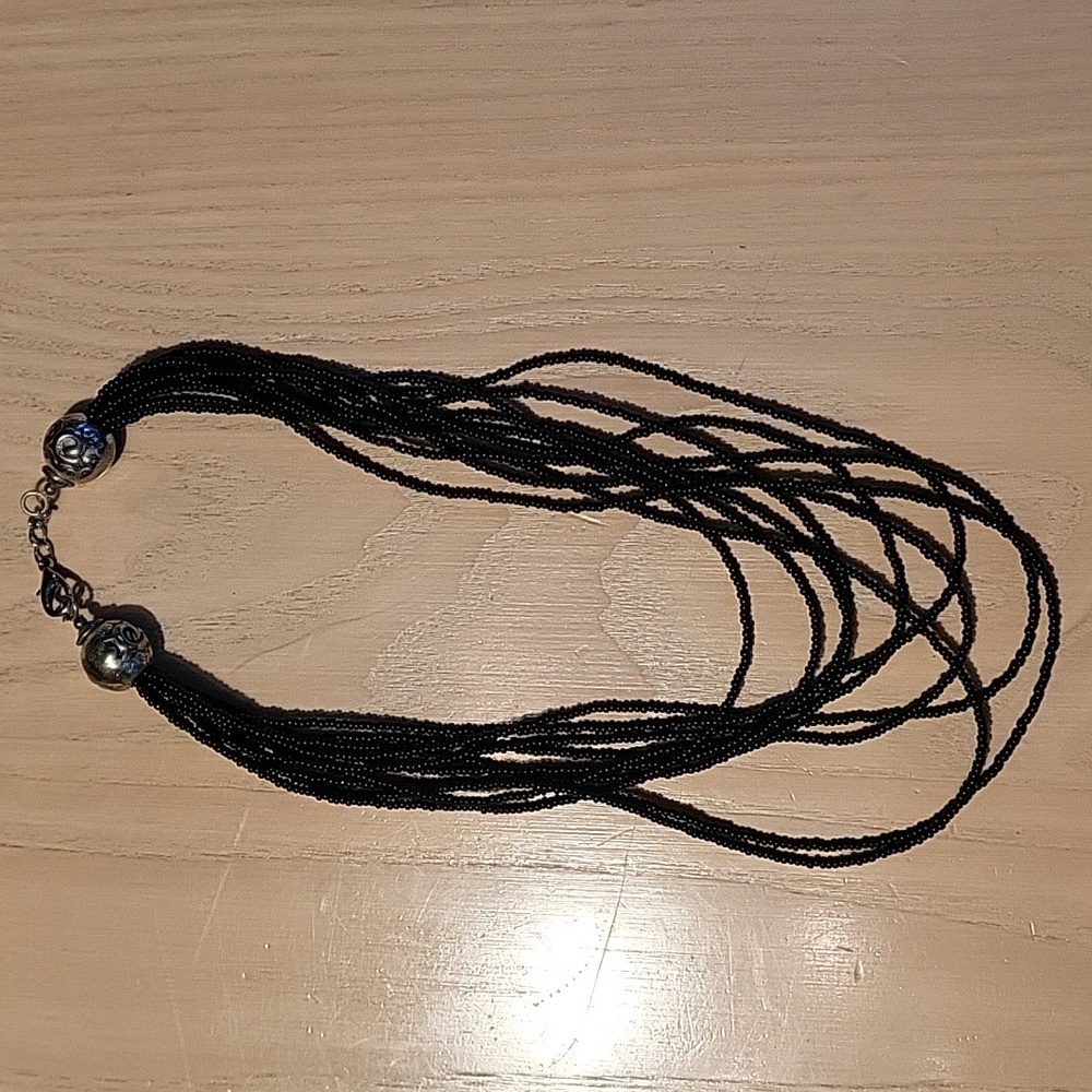 Vintage black beaded necklace